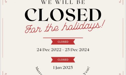 We will be closed for the holidays Dec 24th-25th & Jan 1st