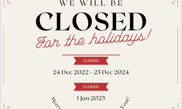 We will be closed for the holidays Dec 24th-25th & Jan 1st